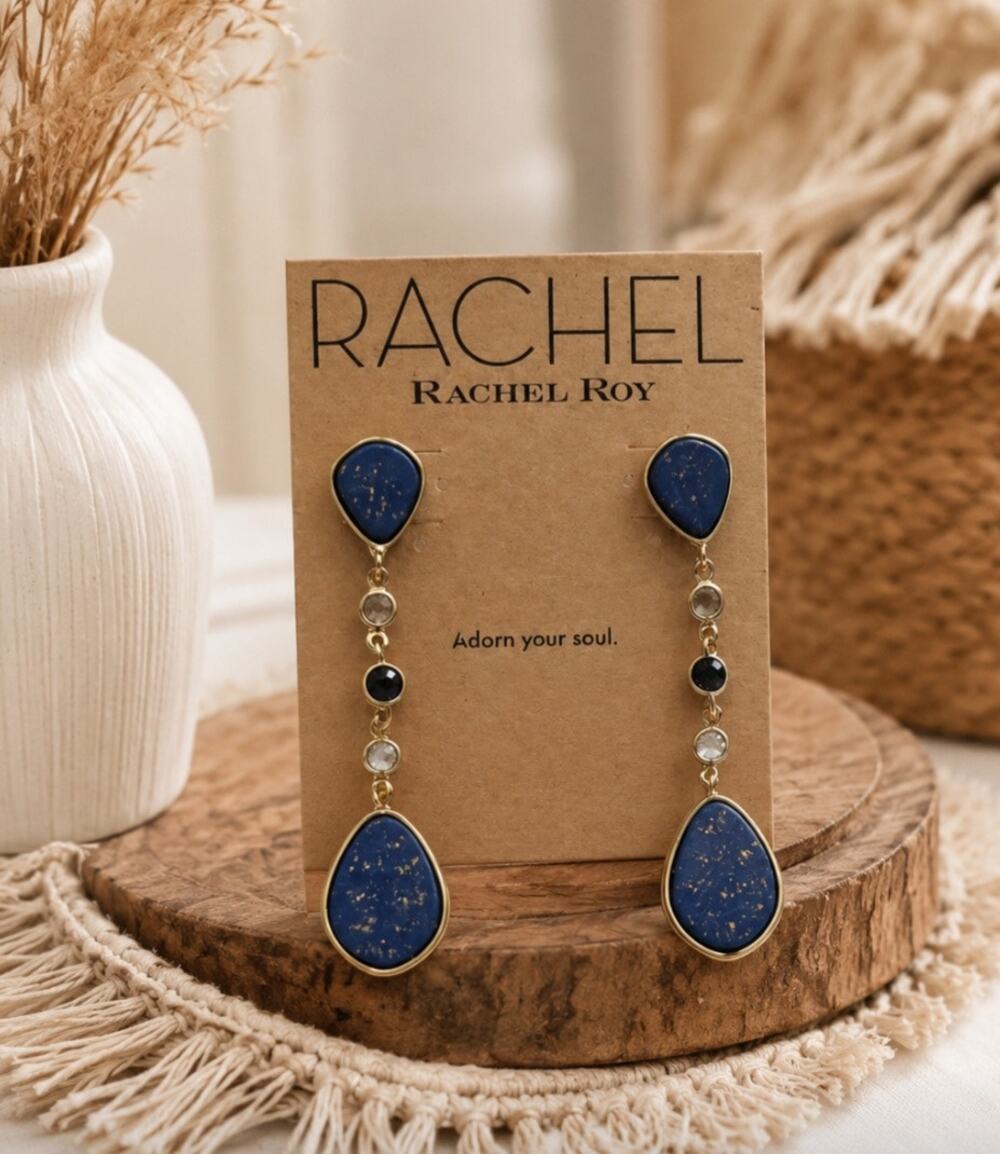 Rachel Rachel Roy Gold Blue Earrings New